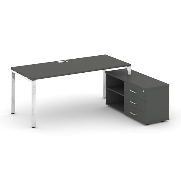 Style Project Direct Lux Стол письменный с греденцией правой M-SN-6P.SRG-016.M(R) Антрацит/Нержавеющая Сталь/Хром 1980*700*750 - Вид 1