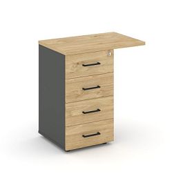 Стайл Проджект Тумба приставная SN.TPP-002 Антрацит/Тиквуд Светлый/Черный Ручки 416/700*460*750 - Фото предпросмотра