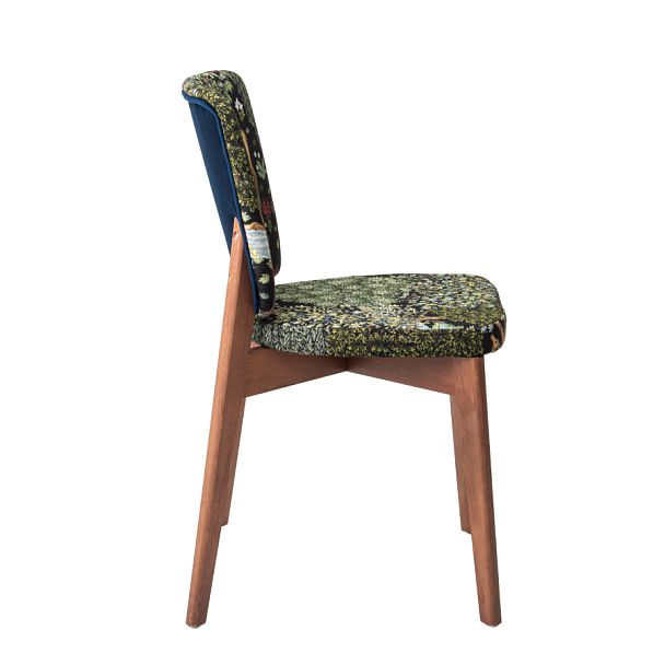 Стул Safir, сиденье и спинка спереди гобелен "У ручья", спинка сзади велюр imperia dark blue, ножки бук, морилка светлый орех - Вид 7