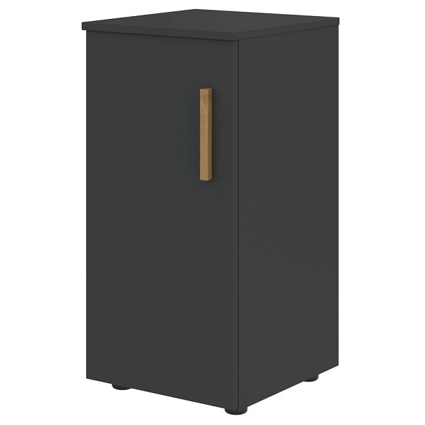 Шкаф колонка с глухой малой дверью (L) и топом FLC 40.1(L) Черный графит/Черный графит 404х429х818 - Вид 1