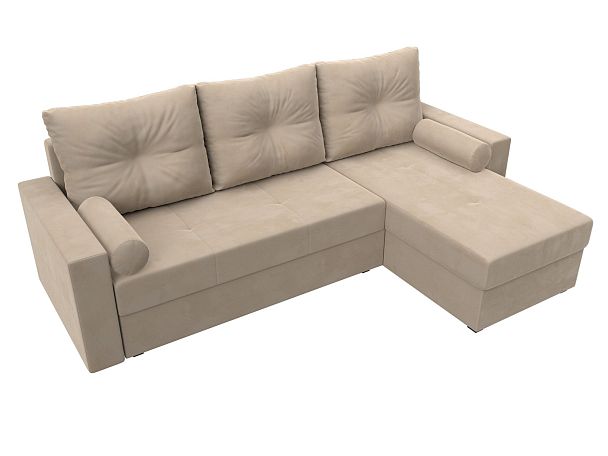 Диван угловой Верона Лайт угол правый (полностью велюр бежевый) - Вид 5