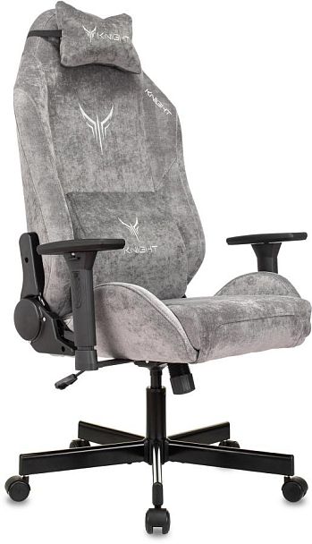 Кресло игровое Knight N1 Fabric серый Light-19 с подголов. крестов. металл - Вид 1