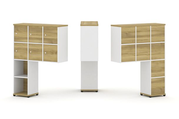 Concept Надставка высокая CN.ONV-008 Дуб Винченцо/Белый Бриллиант/Металл Черный 1099*350*1486 - Вид 1