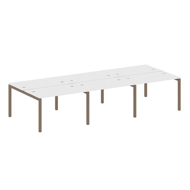 Metal System Quattro Р. ст. на 6 раб. места на П-образном м/к 50БП.СМ-6.2 Белый/Мокко металл 3600*1475*750 - Вид 1