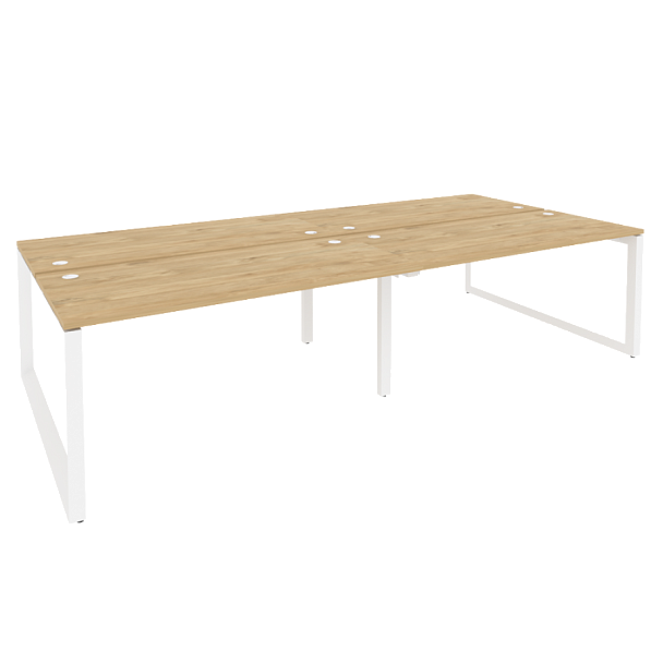Onix Рабочая станция на О-образном м/к O.MO-D.RS-4.4.7 Тиквуд светлый/Белый металл 3160*1475*750 - Вид 1