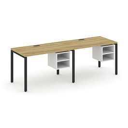 Concept Рабочая станция односторонняя с подвес. тумбами 2 места CN.ORS-106 Дуб Винченцо/Белый Бриллиант/Металл Черный 2360*720*750 - Фото предпросмотра
