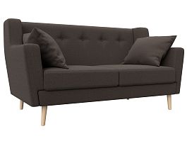 Диван кухонный прямой Брайтон 2 Рогожка коричневый - Фото предпросмотра