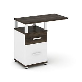 Concept Тумба приставная узкая 1 ящ.+1 распаш. фасад с надставкой широкой CN.TUS-004 W Дуб Мали/Белый Бриллиант/Металл Белый 836*420*750 - Фото предпросмотра