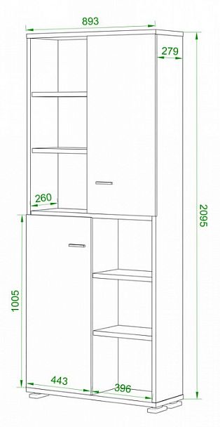 Стеллаж комбинированный Домино ПУ-30-2 Белый/Шамони - Вид 2