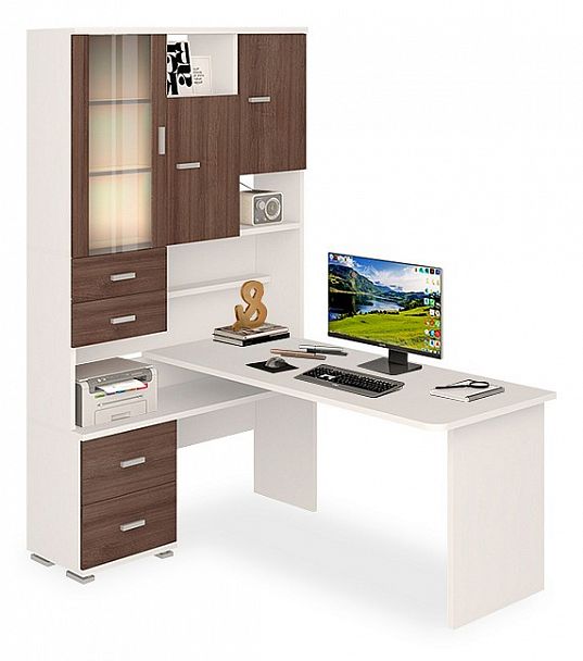 Стол компьютерный Домино СР-620/160 Белый/Шамони левый - Вид 1