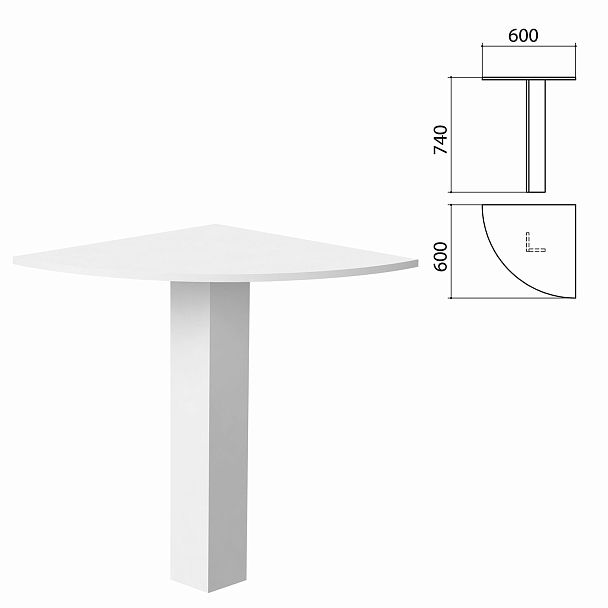Стол приставной угловой "Бюджет", 600х600х740 мм, белый, 402664-290 - Вид 2