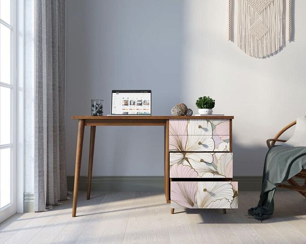 Стол рабочий Berber принт 31 с одной тумбой арт BB31/Print_31 - Вид 2