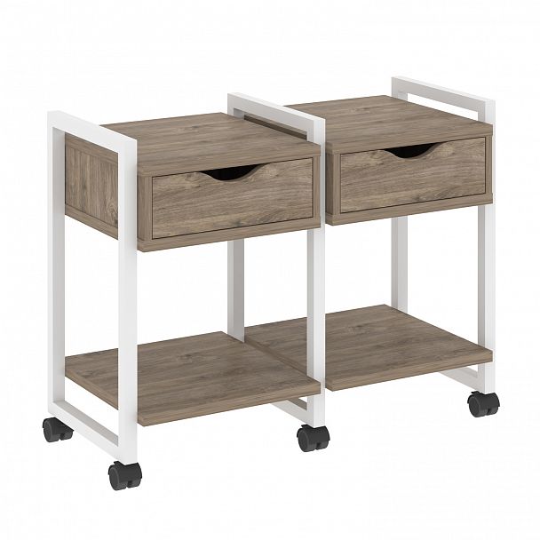 Тумба на колесах наборная "Loft" VR.L-TN-1.K тиквуд темный/белый - Вид 1
