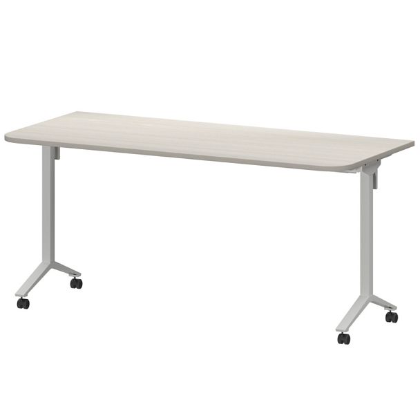 Стол мобильный складной радиусный МБ22-160.70Р Ясень шимо/Белый 1600x700x750 Моби - Вид 1