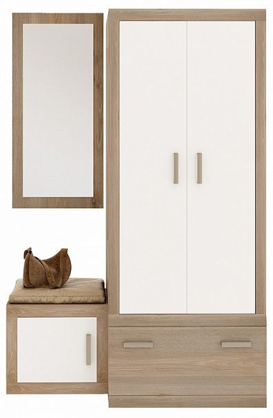 Стенка для прихожей Toivo ТОЙ-ПР 3 Белый/Нельсон - Вид 1
