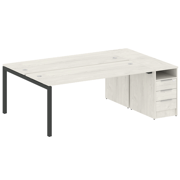 Metal System Quattro Р. ст. с тумбой на П-образном м/к 50БП.РС-СТП-2.5 Дуб наварра/Антрацит металл 2212*1475*750 - Вид 1