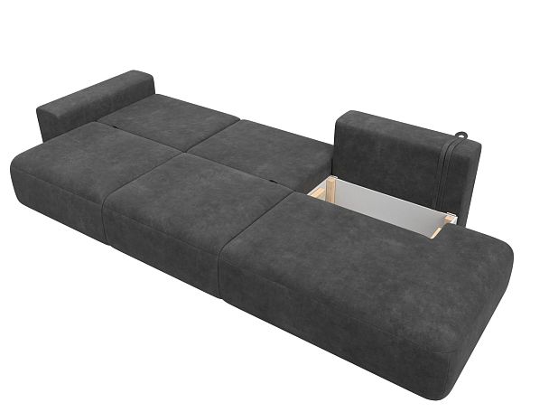 Диван прямой Лига-036 НПБ Модерн Лонг подлокотник слева Велюр серый - Вид 9