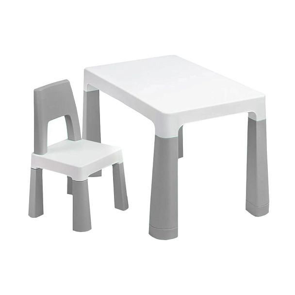 Стол детский + стул BRABIX KIDS CS-003, 2-7 лет, пластик белый + серый, 533292 - Вид 1