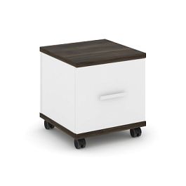 Concept Тумба мобильная 1 распаш. фасад CN.TUM-007 W Дуб Мали/Белый Бриллиант/Металл Белый 420*420*448 - Фото предпросмотра