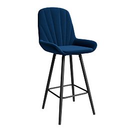 Стул ЮККИ Основание №5 Барный конус Черное Велюр тип 2 Синий - Фото предпросмотра