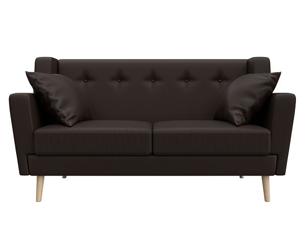 Прямой диван Брайтон 2 (полностью экокожа коричневая) - Вид 2