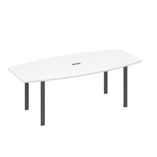 Стол 220 для переговоров фигурный на металлокаркасе UNO A4 А4 Б1 114 БП белый премиум / металлокаркас антрацит - Вид 1