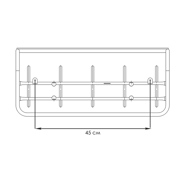 Вешалка настенная с полкой "ВСП6", 265х600х220 мм, 5 крючков, металл, черная, ВСП 6 Ч - Вид 6
