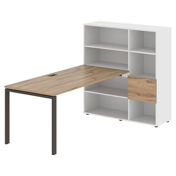 Стол-стеллаж EURST 1217 Дуб Денвер светлый/Мокко/Белый 2190х1250х1355 EDIS - Вид 1