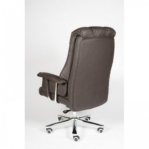 Кресло Президент / сталь + хром / темно-коричневая  экокожа - Вид 5