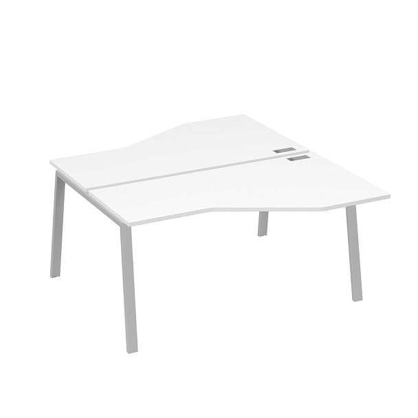 Рабочая станция каркас TRE столы (2х160) эргономичные Техно A4 А4 Б3 188  БП белый премиум / металлокаркас серый - Вид 1