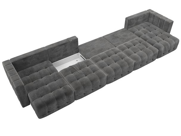 Диван П-образный Лига-052 НПБ МегаЛонг Велюр серый - Вид 9