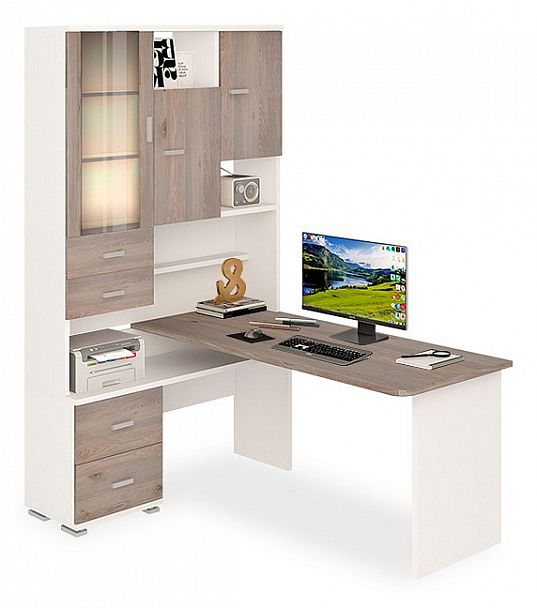 Стол компьютерный Домино СР-620/160 Белый/Нельсон левый - Вид 1