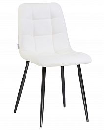 Стул обеденный DOBRIN ALEX (черные матовые ножки, белая экокожа (P-02)) - Фото предпросмотра