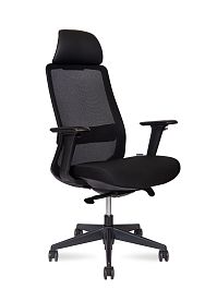 Кресло офисное / Como black / черный пластик / черная сетка / черная ткань - Фото предпросмотра