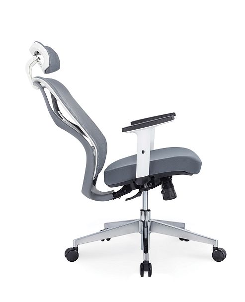 Кресло офисное / Имидж gray / белый пластик / серая сетка / серая ткань - Вид 4