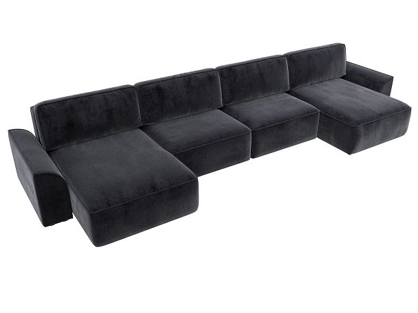 Диван п-образный Лига-048 НПБ лонг Велюр серый - Вид 6