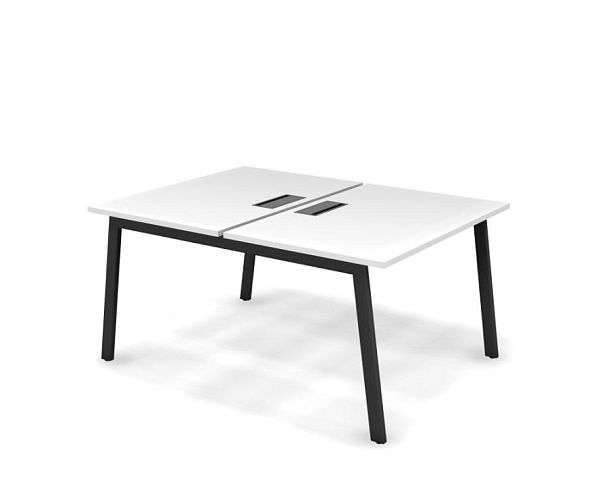 MATRIX 121S203-A Стол прямой двойной, проводник Merida (А-обр. опоры) 1180х1590х775 Белый/Темно-серы - Вид 1