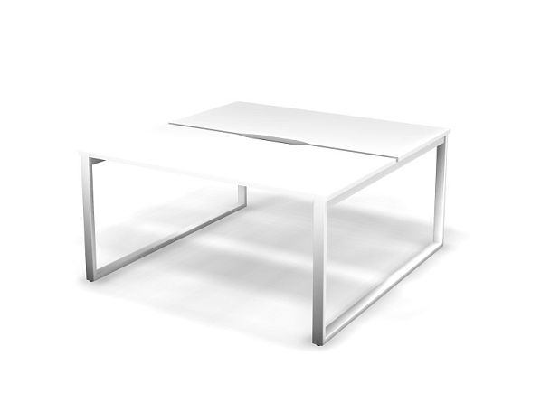 MATRIX 121S202-О Стол прямой двойной, проводник вырезной (O-обр. опоры) 1580х1590х775 Белый - Вид 1