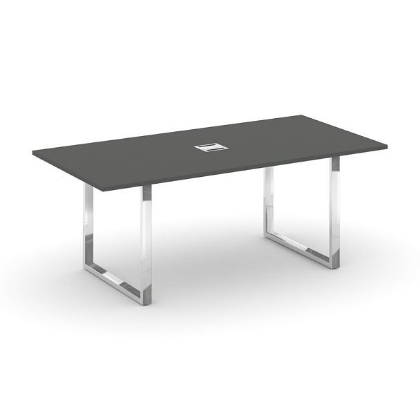 Style Project Direct Lux Стол переговорный M-SN-6O.SPRG-198 Антрацит/Нержавеющая Сталь/Хром 1980*980*25 - Вид 1