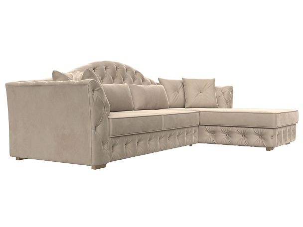 Диван угловой Артис правый угол Велюр бежевый - Вид 3