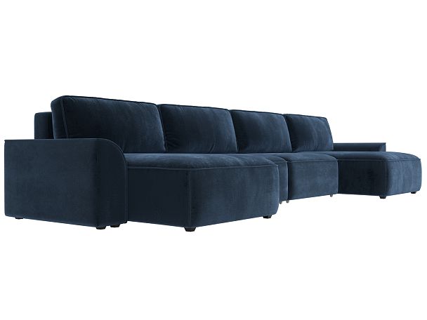 Диван п-образный Лига-048 НПБ лонг Велюр синий - Вид 3