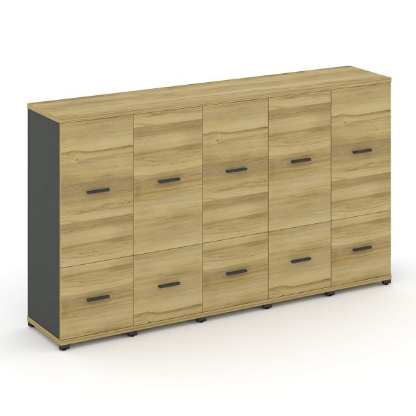 Concept Шкаф 5 узких секций, 3 ниши CN.STU-352 A Дуб Винченцо/Антрацит/Металл Антрацит 2084*420*1186 - Вид 1