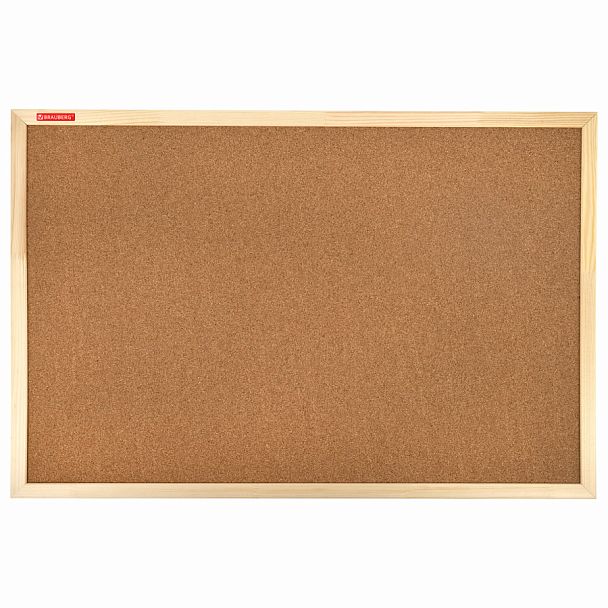 Доска пробковая для объявлений 60х90 см, деревянная рамка, BRAUBERG Wood, 238311 - Вид 1