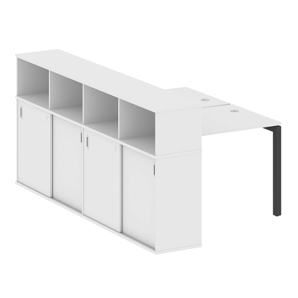 Metal System Quattro Р. ст. с шкафом-купе на П-образном м/к 50БП.РС-СШК-4.1 Т Белый/Антрацит металл 1410*2332*1098 - Вид 1