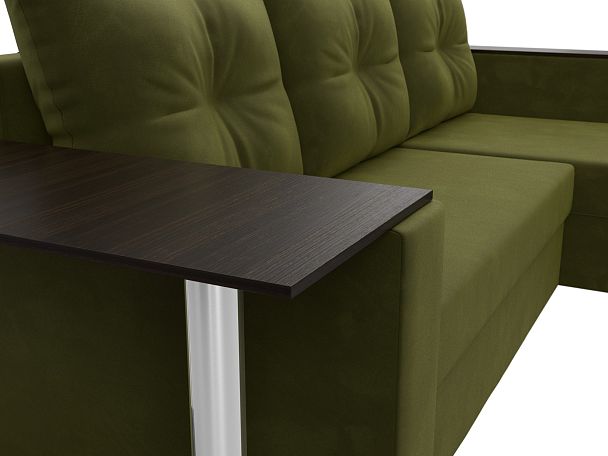 Угловой диван Атланта Лайт правый (полностью микровельвет зеленый) - Вид 4