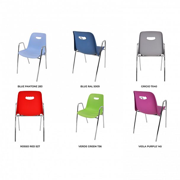 Стул Venezia (4 высокие ножки c подлокотниками), каркас хром, зеленый, стопируемый - Вид 5