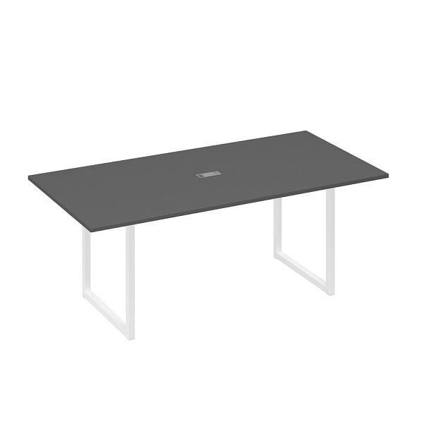 Стол 200 с металлокаркасом QUATTRO для переговоров A4 А4 Б4 123 БП антрацит премиум / металлокаркас белый - Вид 1