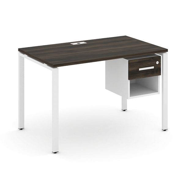 Concept Стол рабочий с подвесной тумбой 1 открытой нишей и одним ящ. CN.SP-118 W Дуб Мали/Белый Бриллиант/Металл Белый 1180*720*750 - Вид 1