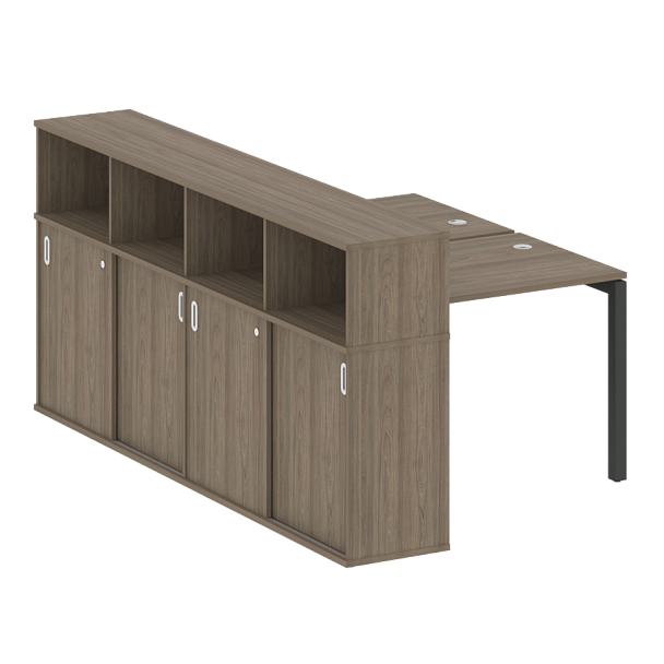 Metal System Quattro Р. ст. с шкафом-купе на П-образном м/к 50БП.РС-СШК-4.1 Т Вяз/Антрацит металл 1410*2332*1098 - Вид 1