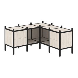 Loft Угловой внутренний стеллаж наборный VR.L-27 Денвер светлый/Чёрный металл 1278*1278*636 - Фото предпросмотра